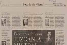 Escritores chlenos juzgan a Mistral  [artículo] Andrés Rojas.