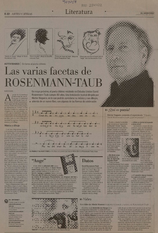 Las varias facetas de Rosenmann-Taub  [artículo] Patricio Tapia.