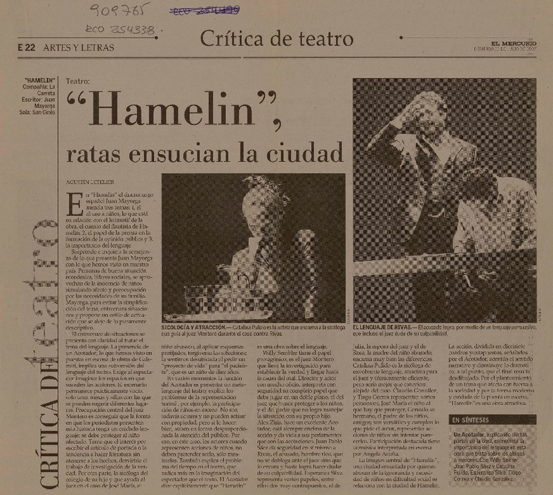 "Hamelin", ratas ensucian la ciudad  [artículo] Hernán Letelier.