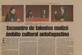 Encuentro de talentos matizó ámbito cultural antofagastino  [artículo].