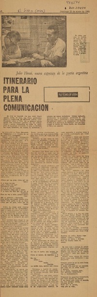Itinerario para la plena comunicación  [artículo] Carlos Ossa.