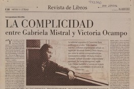 La complicidad entre Gabriela Mistral y Victoria Ocampo  [artículo].