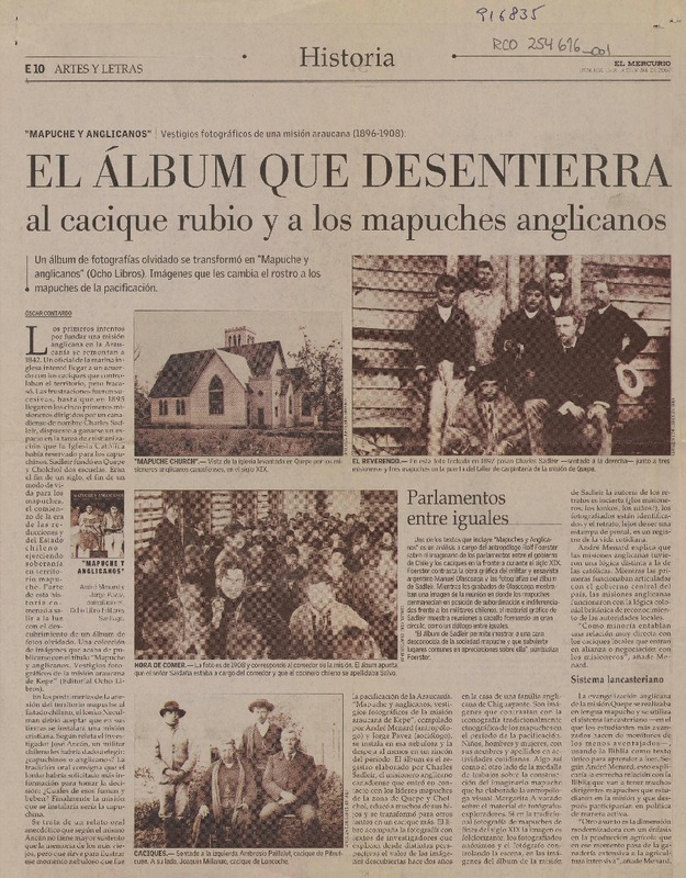 El álbum que desentierra al cacique rubio y a los mapuches anglicanos  [artículo] Oscar Contardo.