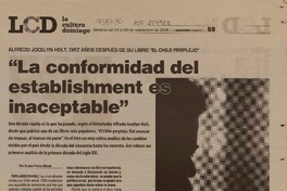 "La conformidad del establishment es inaceptable" (entrevista)  [artículo]Pereda Madrid, Claudio.