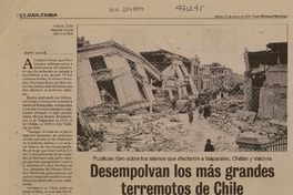 Desempolvan los más grandes terremotos de Chile  [artículo] Jazmín Lolas E.