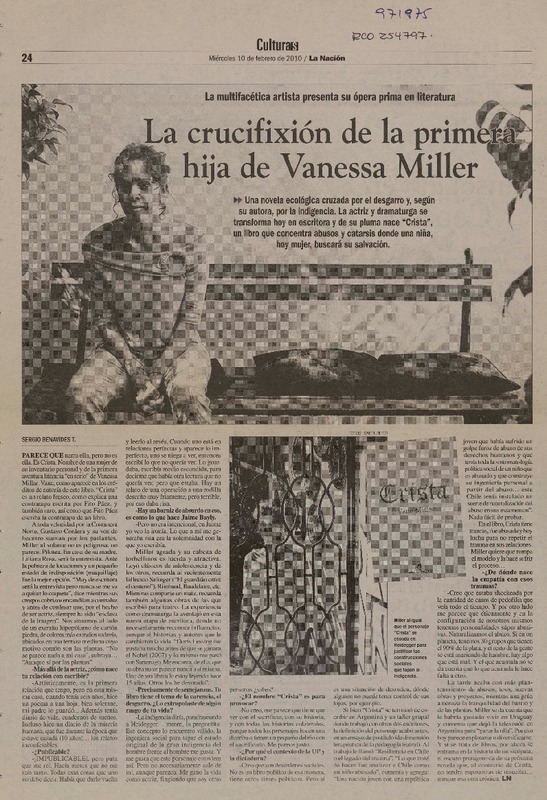 La crucifixión de la primera hija de Vanessa Miller (entrevista)  [artículo] Sergio Benavides T.