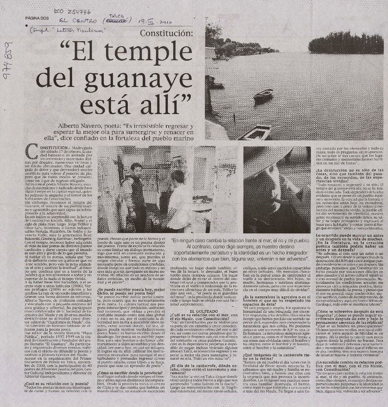 "El temple del guanaye está allí" (entrevista)  [artículo].