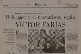 Heidegger y el neonazismo según Víctor Farías  [artículo] Patricio Tapia.