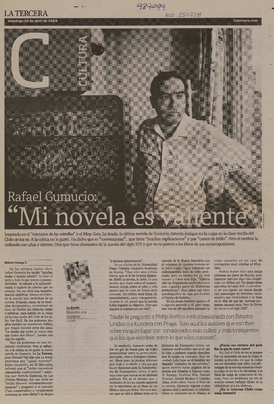 Mi novela es valiente (entrevista)  [artículo] Roberto Careaga C.