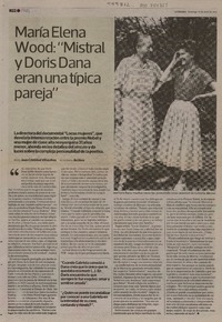 María Elena Wood: "Mistral y Doris Dana eran una típica pareja"  [artículo] Juan Cristóbal Villalobos.