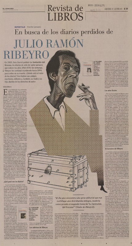 En busca de los diarios perdidos de Julio Ramón Ribeyro  [artículo] Diego Zúñiga H.