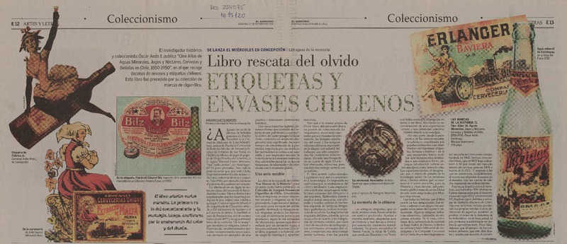 Libro rescata del olvido etiquetas y envases chilenos  [artículo] Armando Cartes Montory.