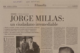 Jorge Millas: un ciudadano irremediable  [artículo] Juan Ignacio Rodríguez Medina.