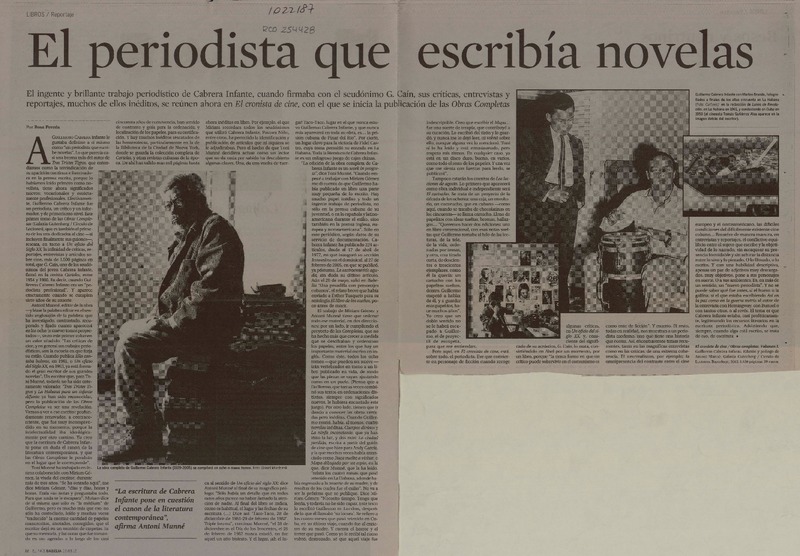 El periodista que escribía novelas  [artículo] Rosa Pereda.