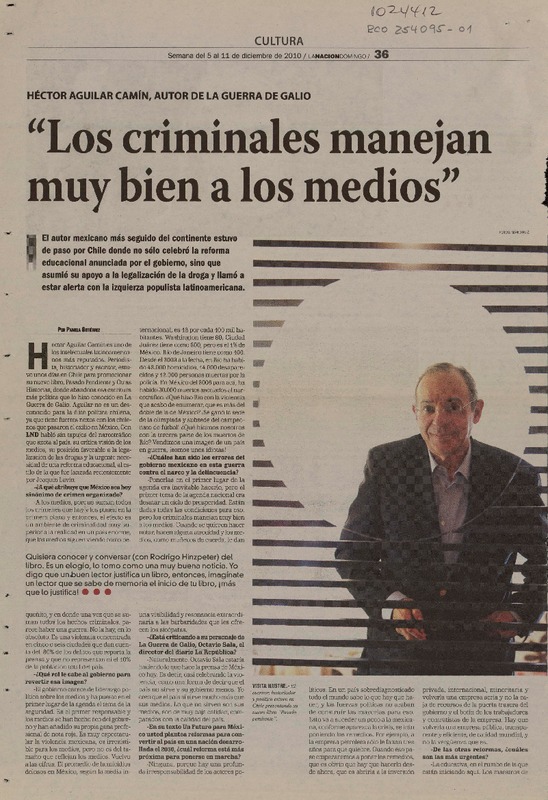 "Los criminales manejan muy bien a los medios" (entrevista)  [artículo] Pamela Gutiérrez.