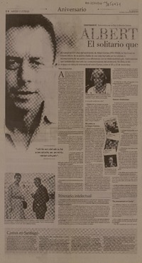 Albert Camus: El solitario que incomoda  [artículo] Marilú Ortiz de Rozas