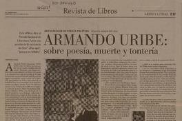 Armando Uribe: sobre poesía, muerte y tontería  [artículo] Francisco Véjar