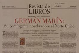 Germán Marín: Su contingente novela sobre el Norte Chico  [artículo] Pedro Pablo Guerrero