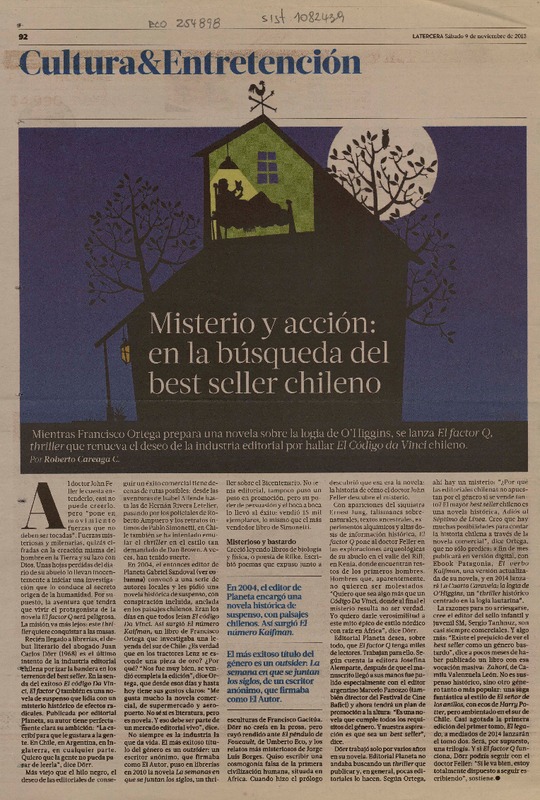 Misterio y acción: en la búsqueda del best seller chileno  [artículo] Roberto Careaga C.