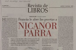 Francia abre las puertas a Nicanor Parra  [artículo] Roberto Careaga C.