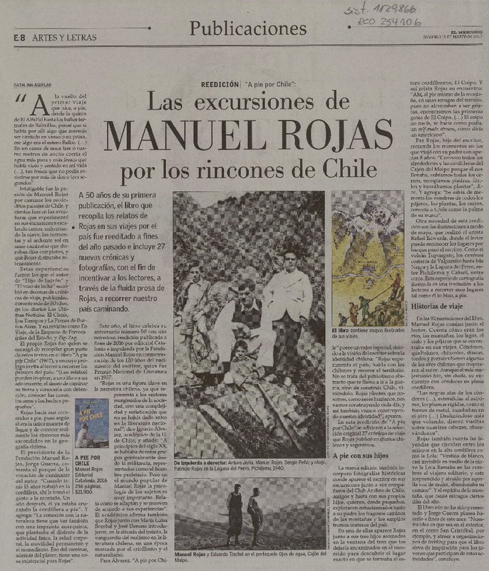 Las excursiones de Manuel Rojas por los rincones de Chile  [artículo] Catalina Aguilar.