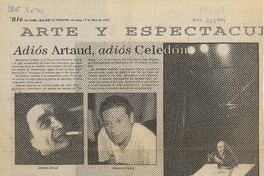 Adiós Artaud, adiós Celedón  [artículo] David Carrillo R.