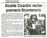 Alcalde Cicardini recibe poemario Bicentenario  [artículo].
