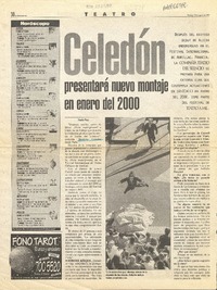 Celedón presentará nuevo montaje en enero del 2000  [artículo] Paola Pino.