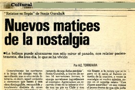 Nuevos matices de la nostalgia  [artículo] A. E. Torrealba.