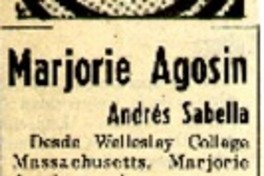 Marjorie Agosin  [artículo] Andrés Sabella.