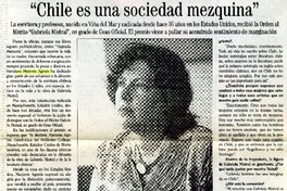 "Chile es una sociedad mezquina"  [artículo] J. P. D.