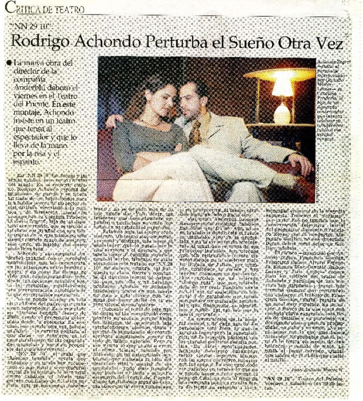 Rodrigo Achondo perturba el sueño otra vez  [artículo] Juan Antonio Muñoz H.