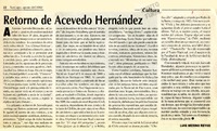 Retorno de Acevedo Hernández  [artículo] Luis Merino Reyes