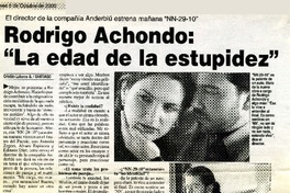 Rodrigo Achondo: "La edad de la estupidez"  [artículo] Cristián Labarca B.