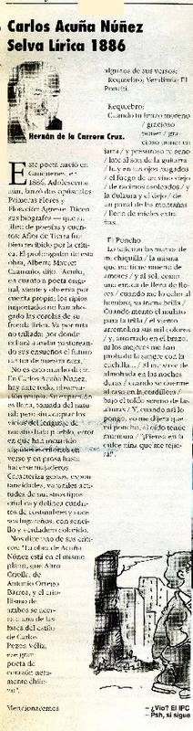 Carlos Acuña Núñez, Selva Lírica 1886  [artículo] Hernán de la Carrera Cruz