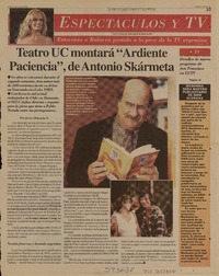 Teatro UC montará "Ardiente paciencia", de Antonio Skármeta  [artículo] Jaime Ibacache V.