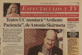 Teatro UC montará "Ardiente paciencia", de Antonio Skármeta  [artículo] Jaime Ibacache V.
