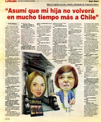 Asumí que mi hija no volverá en mucho tiempo más a Chile"  [artículo]