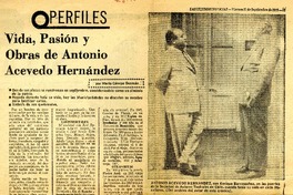 Vida, pasión y obras de Antonio Acevedo Hernández  [artículo] Mario Cánepa Guzmán.