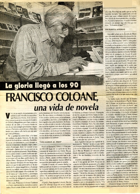 Francisco Coloane, una vida de novela  [artículo] Luis ALberto Mansilla.
