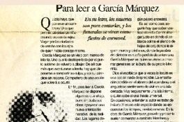 Para leer a García Márquez  [artículo] Carolina Sandoval C.