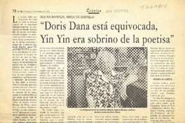 Doris Dana está equivocada, Yin Yin era sobrino de la poetisa"  [artículo] Orlando Rivera Olivares.