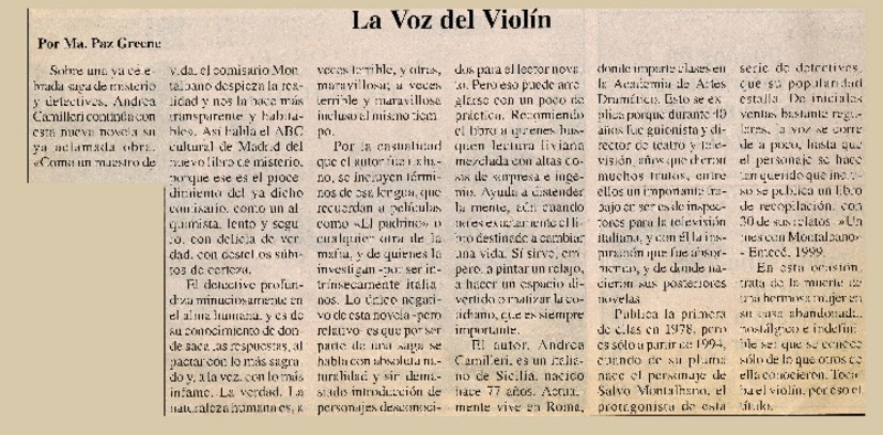 La voz del violín  [artículo] Ma. Paz Greene.