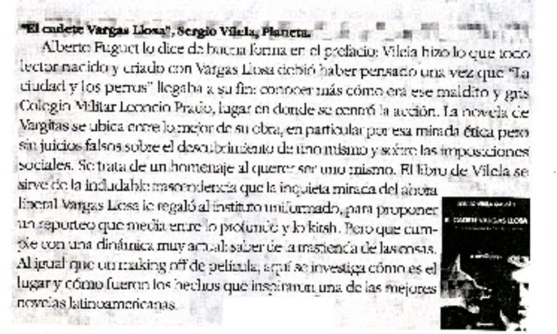 El cadete Vargas Llosa".  [artículo]