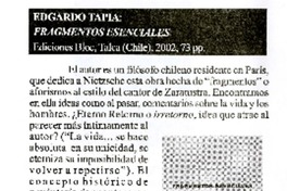 Edgardo Tapia: fragmentos esenciales  [artículo] Vicente Lastra.