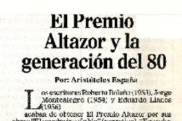 El Premio Altazor y la generación del 80  [artículo] Aristóteles España.