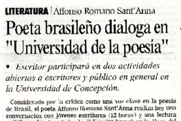 Poeta brasileño dialoga en "Universidad de la poesía".  [artículo]