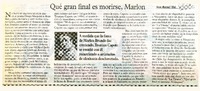 Qué gran final es morirse, Marlon  [artículo] Juan Manuel Vial.