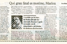 Qué gran final es morirse, Marlon  [artículo] Juan Manuel Vial.