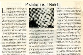 Postulaciones al Nobel  [artículo] Alejandro Witker.